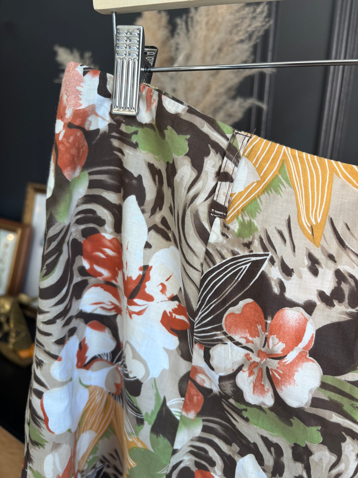 Vintage Midi Wild Print Skirt Size 12