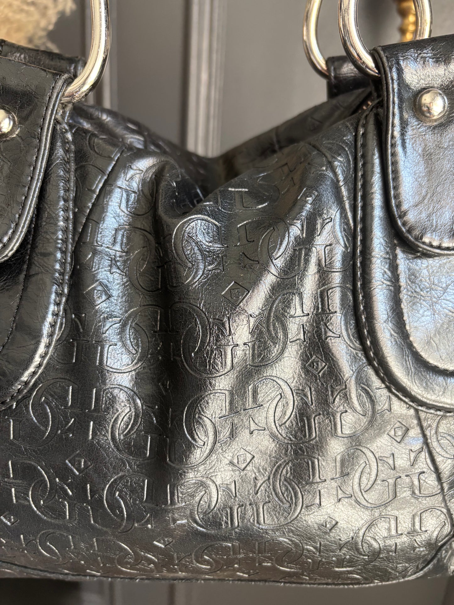 Black Guess Monogram Shoulder Bag