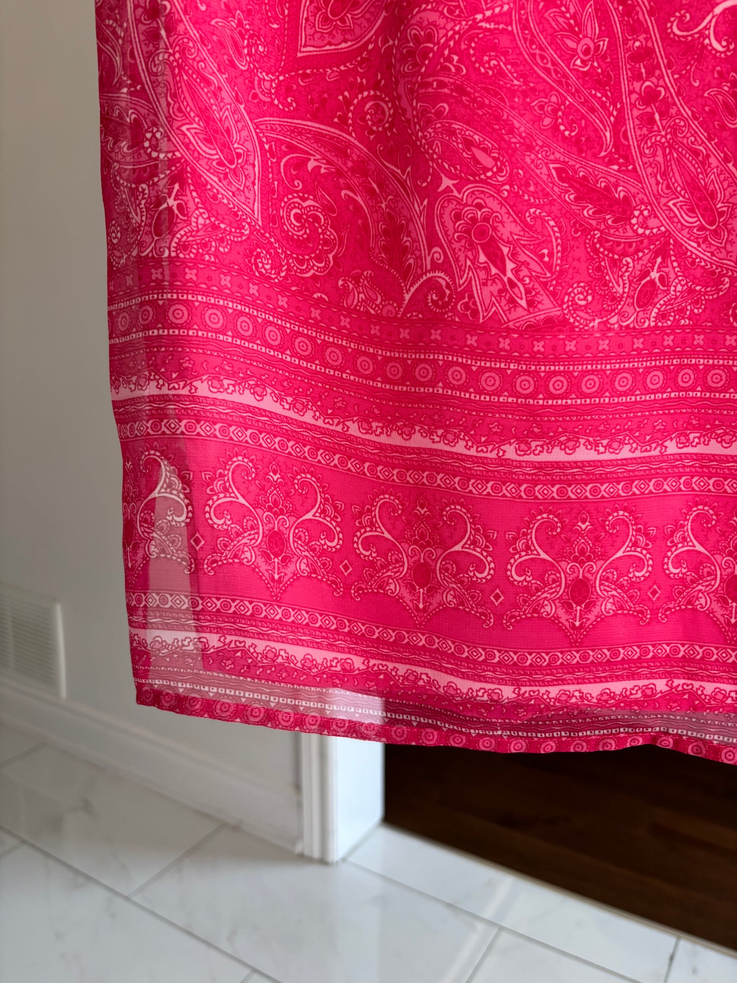 90's Pink Paisley Knee Length Skirt Size 10