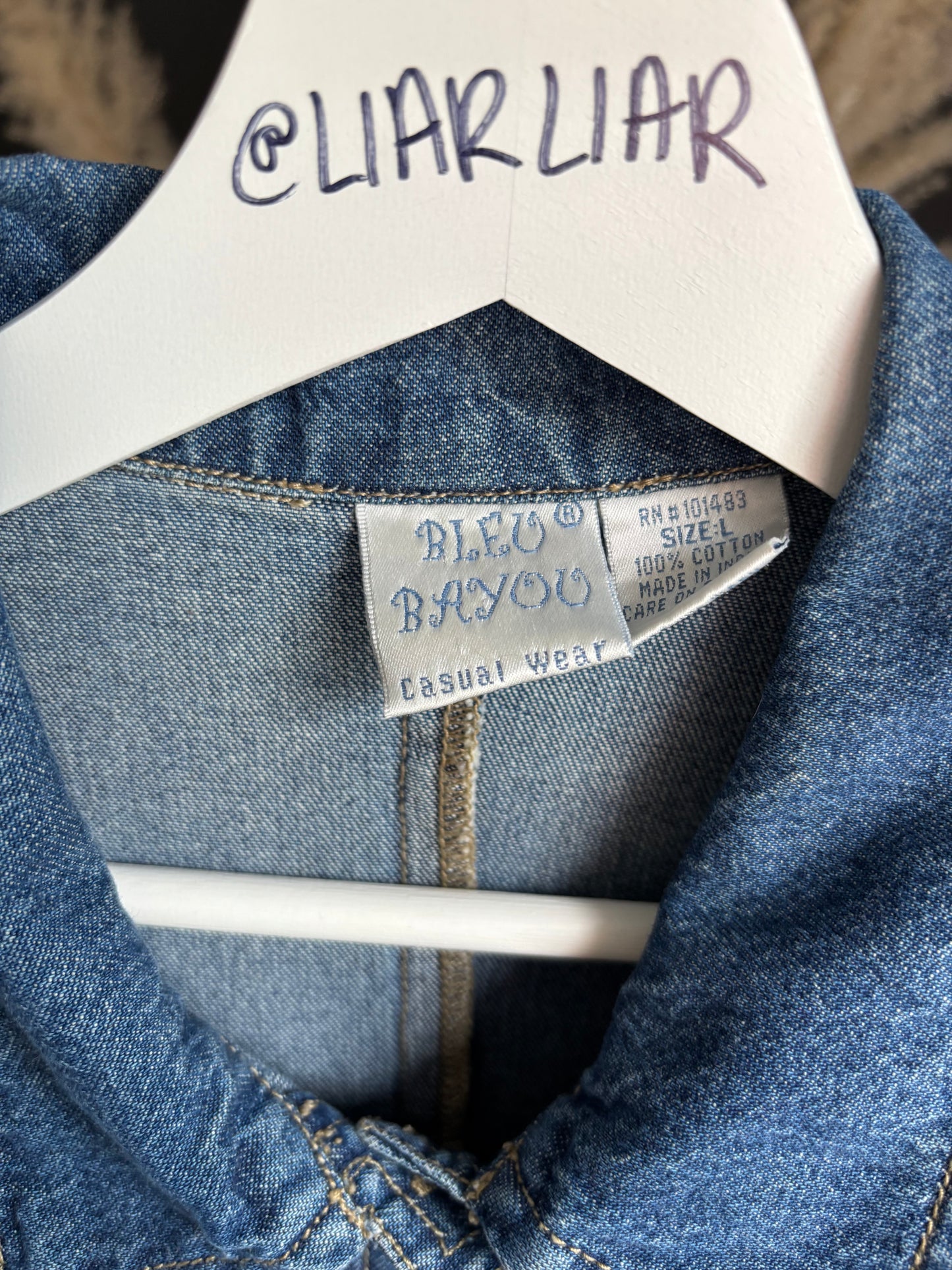 Short Sleeved Denim Button Down Dress Size L