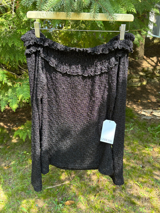 90s Super Stretchy Off The Shoulder Long Sleeved Top Size Large