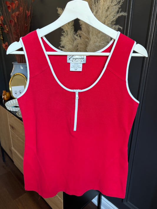 Vintage Red & White Zip Tank Size S