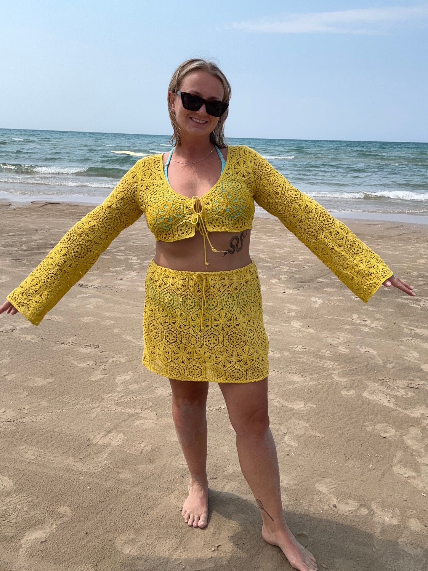 Yellow Crochet 2 Piece Set Size M/L