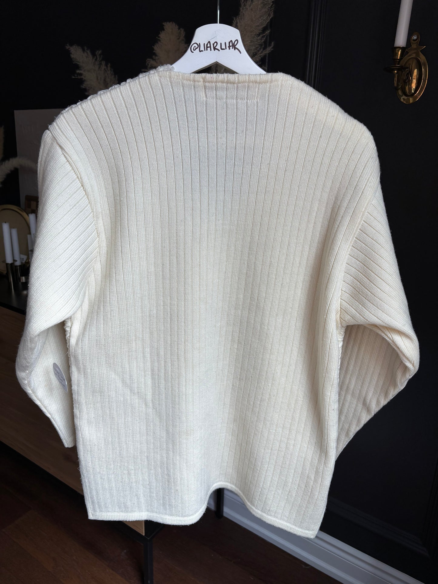 Vintage Cream Knit Flower Cardigan Size L