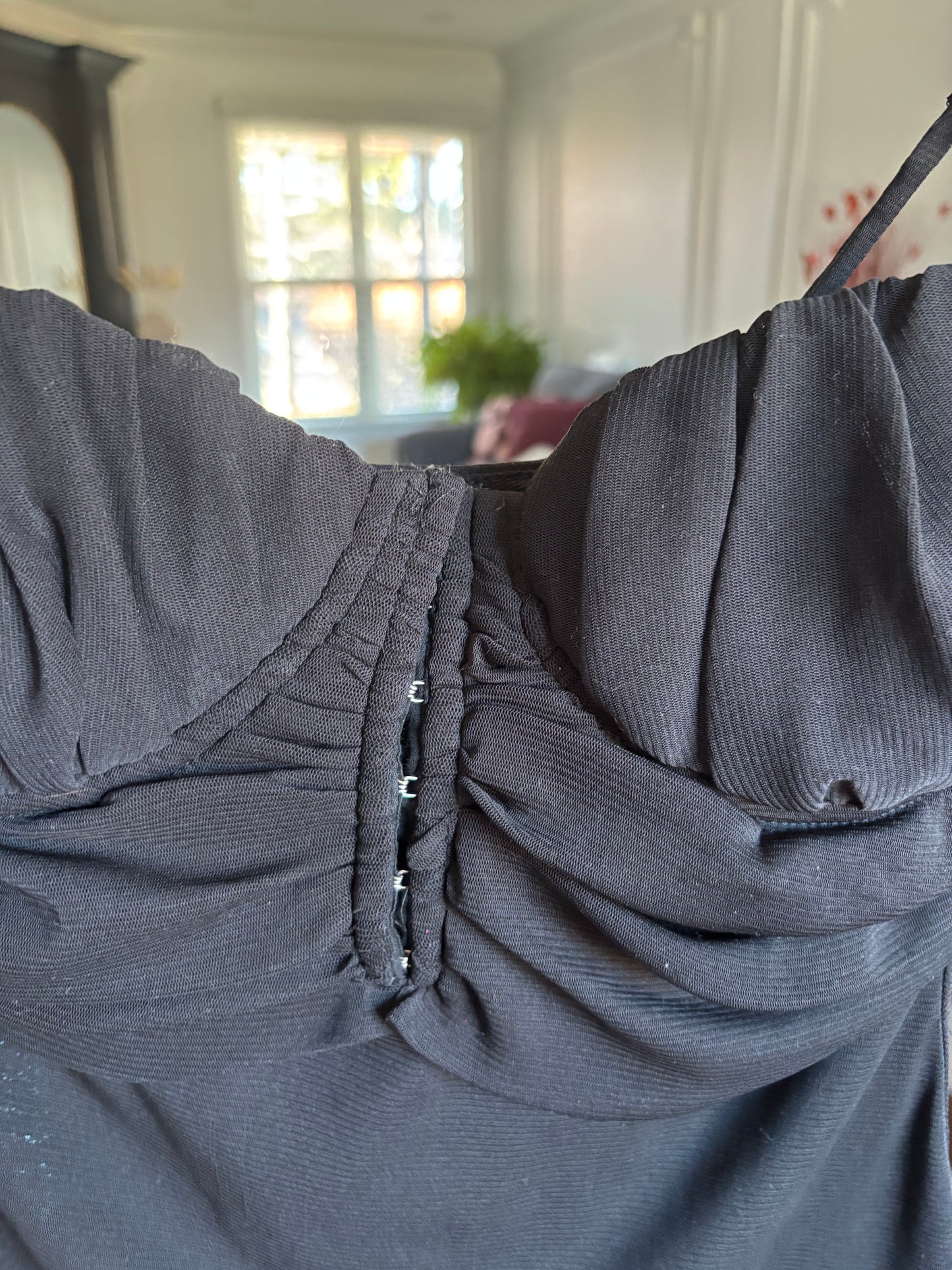 Black Rouched Balconette Tank Size L