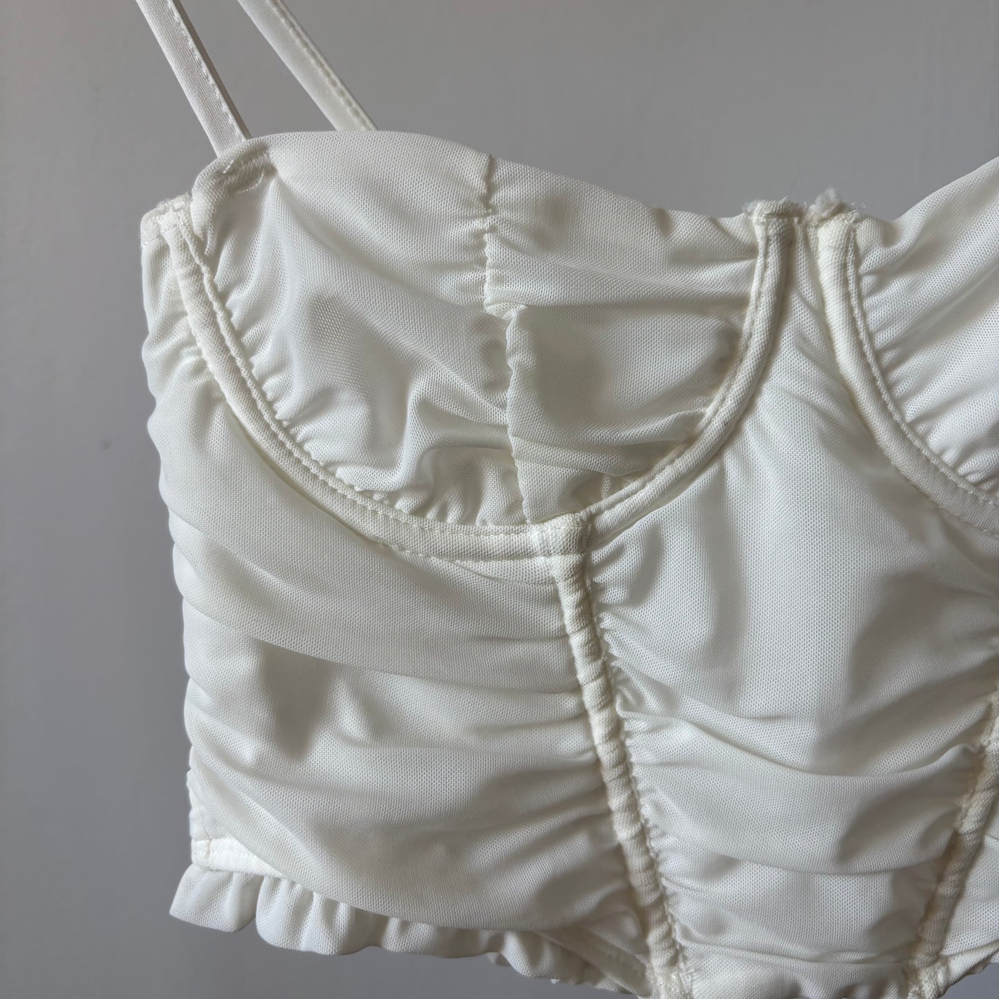 White Rouched Cropped Bustier