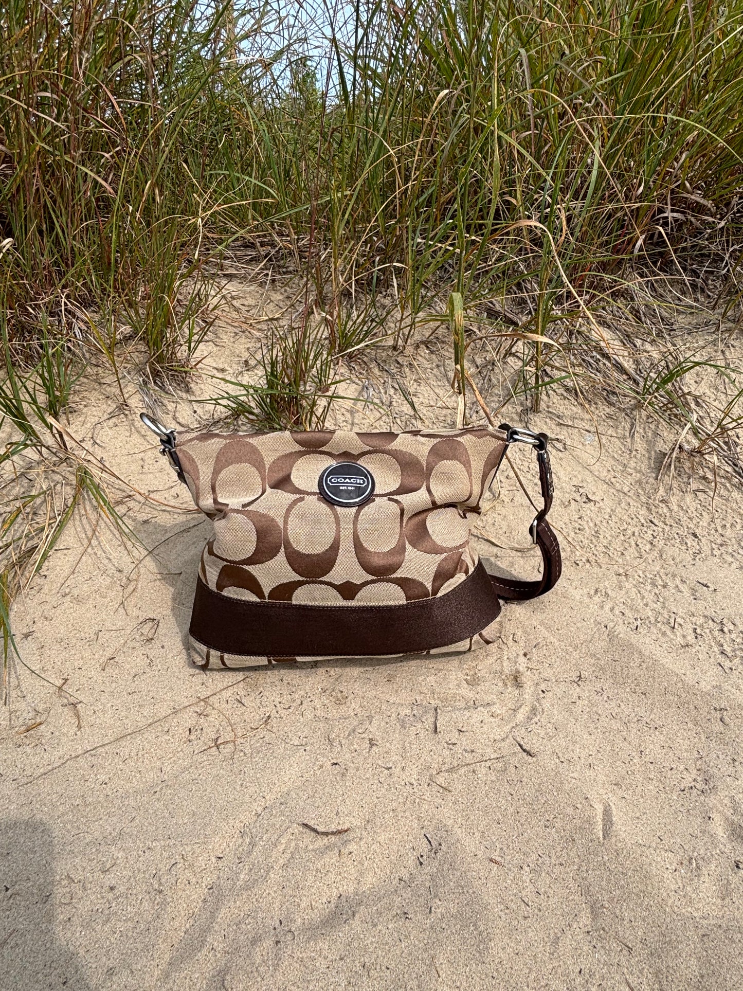 Coach Signature Stripe Crossbody File Bag