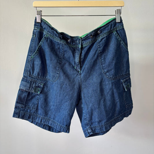 Green Detail Denim Cargo Jean Jorts