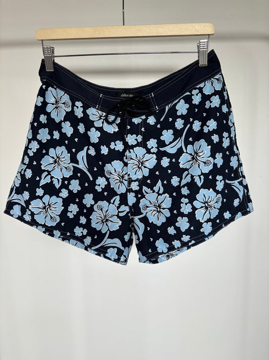 Vintage Blue Hibiscus Swim Shorts