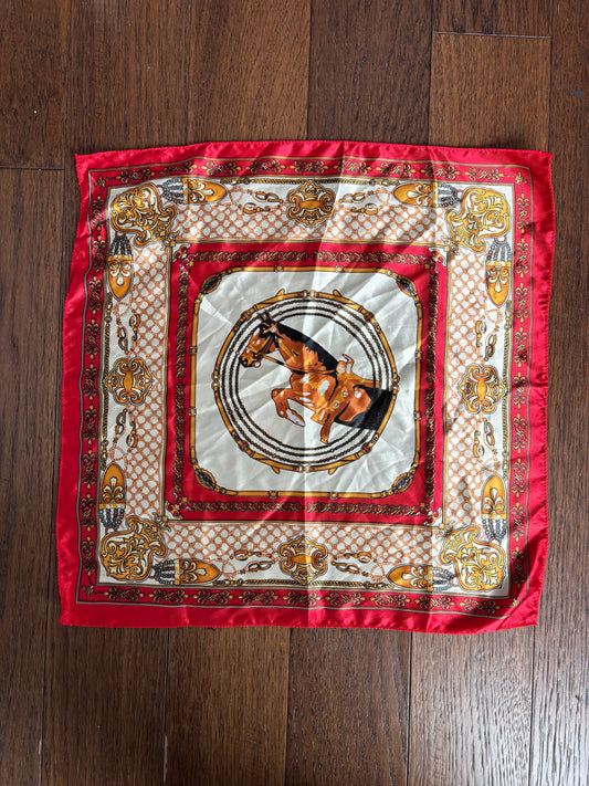 Vintage Horse Satin Scarf