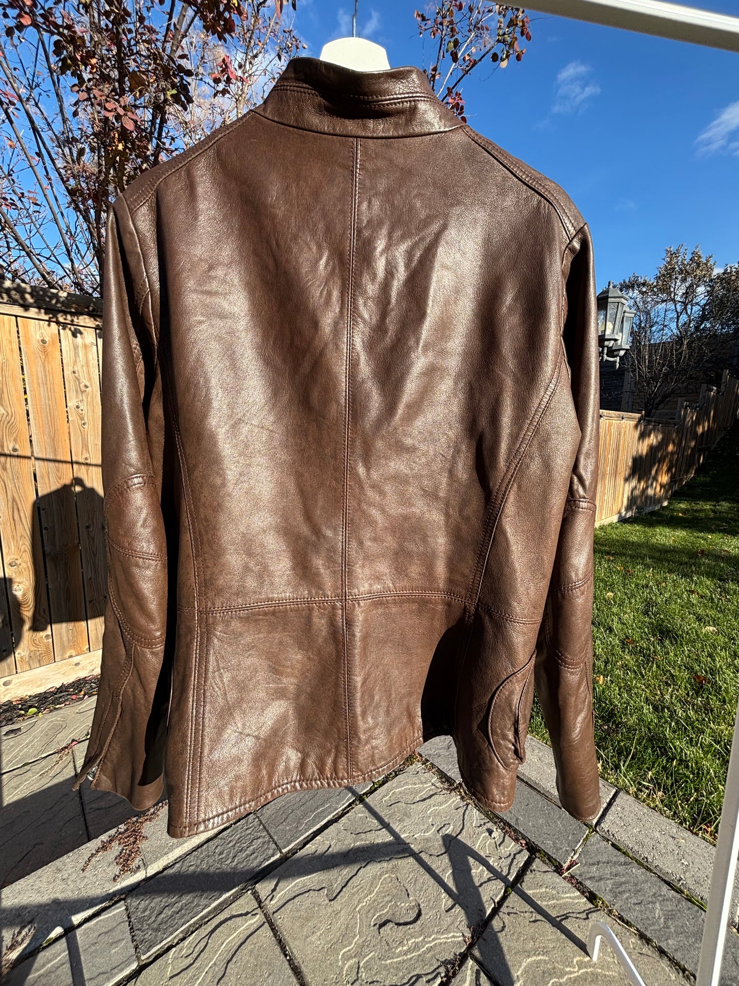 Danier Chocolate Brown Racer Jacket Fits L