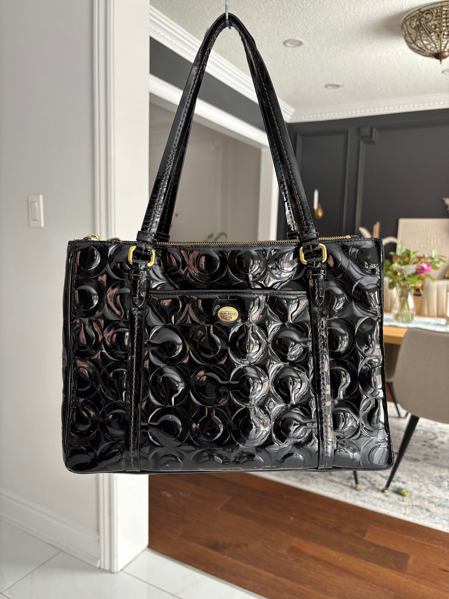 Coach Peyton Embossed Patent Carryall Shoulder Bag