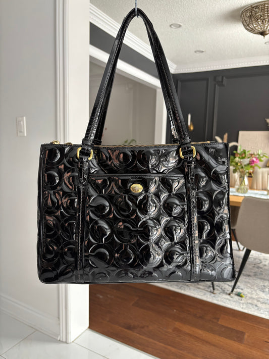 Coach Peyton Embossed Patent Carryall Shoulder Bag