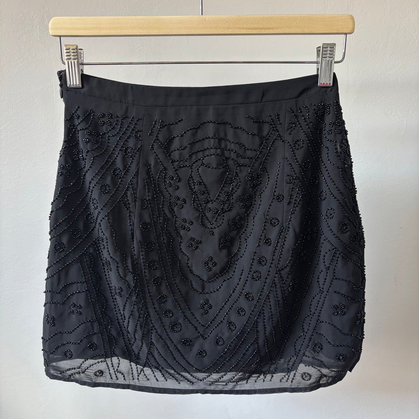 Black Beaded Mini Skirt