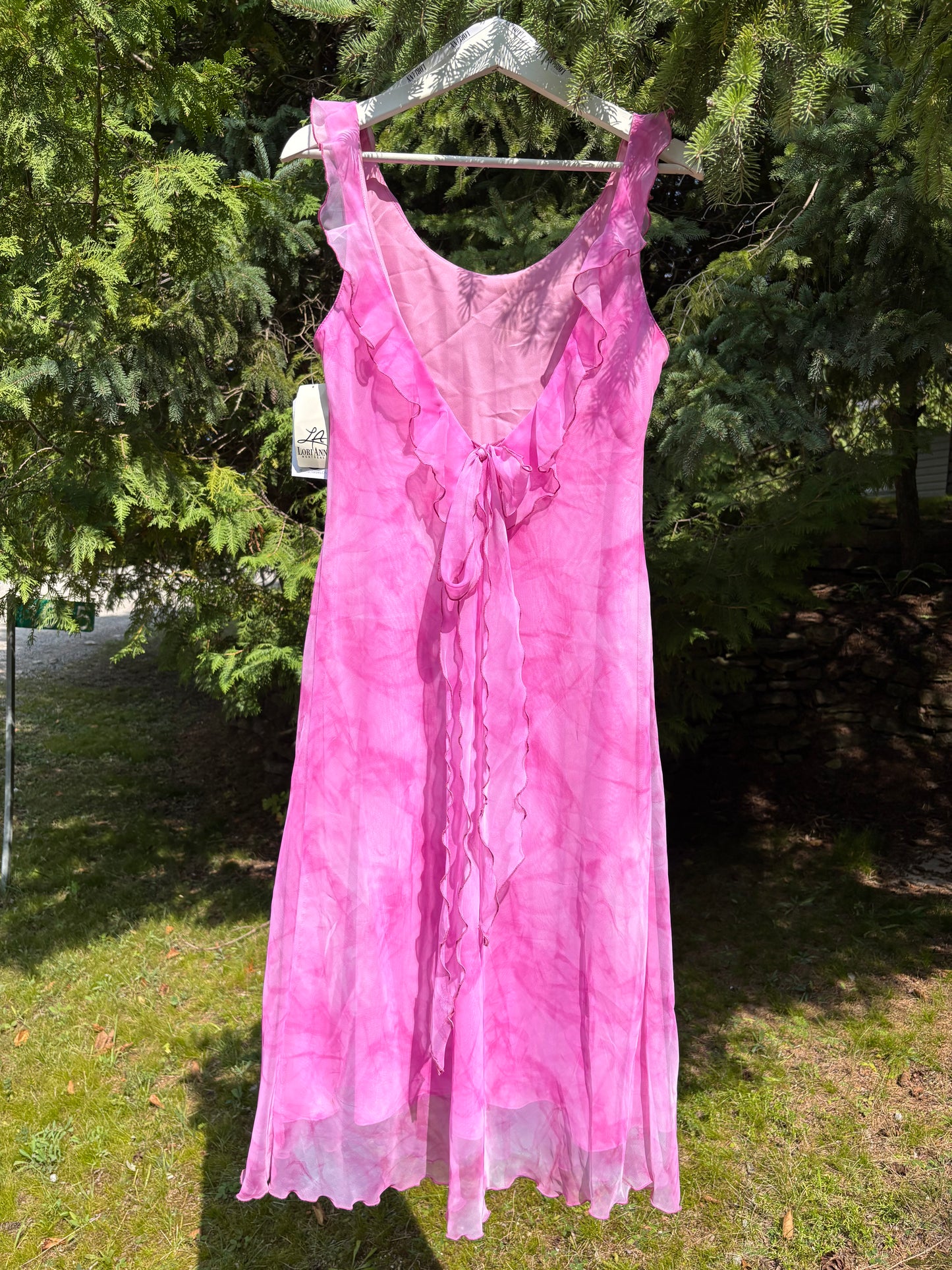 Vintage Pink Ruffle Dress Size 14