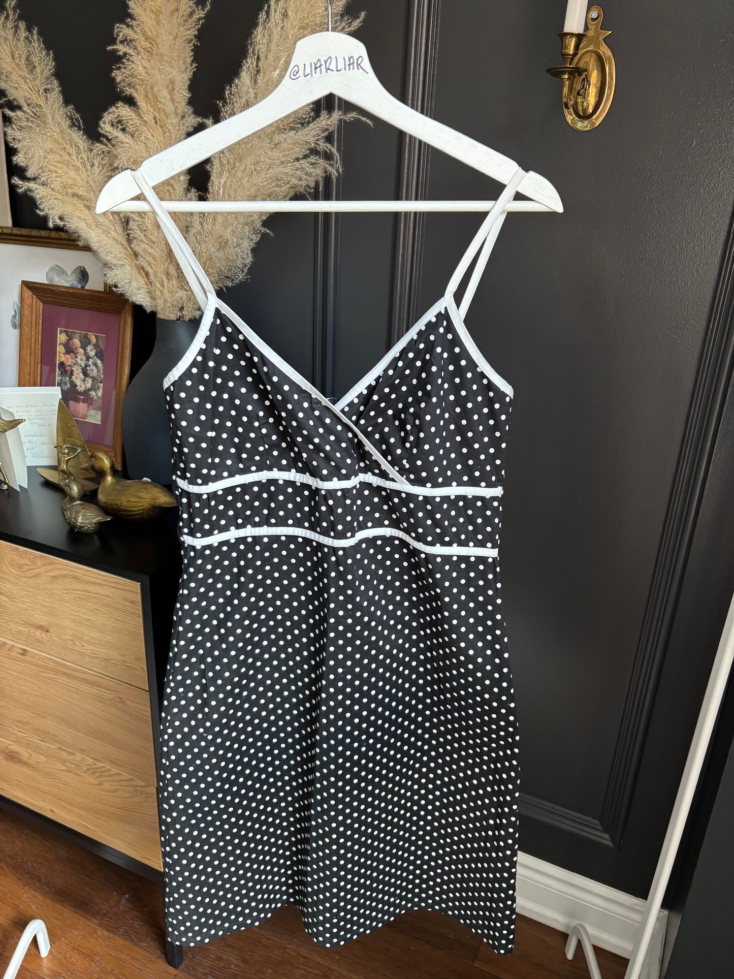 Fitted Polka Dot Knee Length Dress Size M