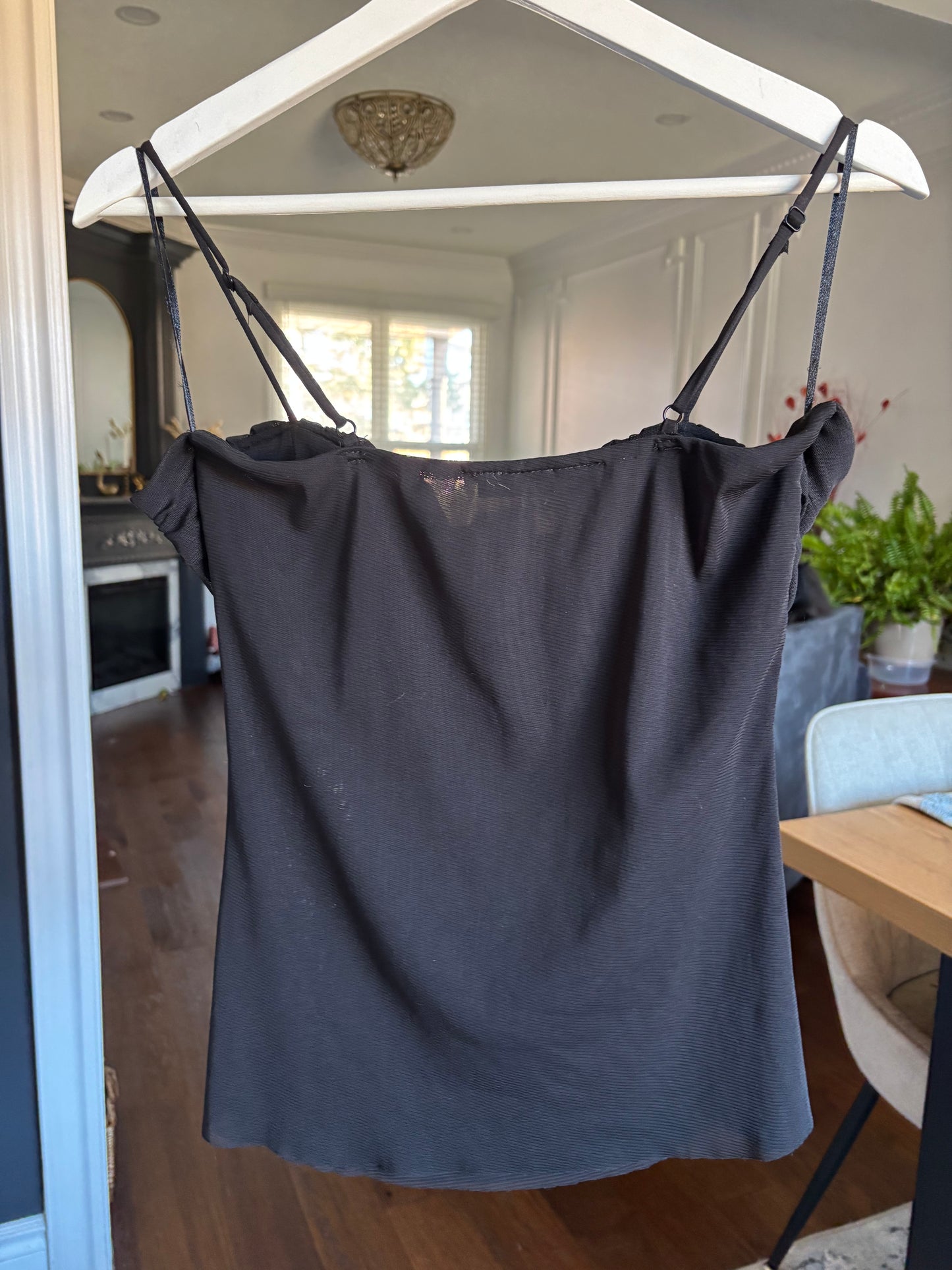 Black Rouched Balconette Tank Size L