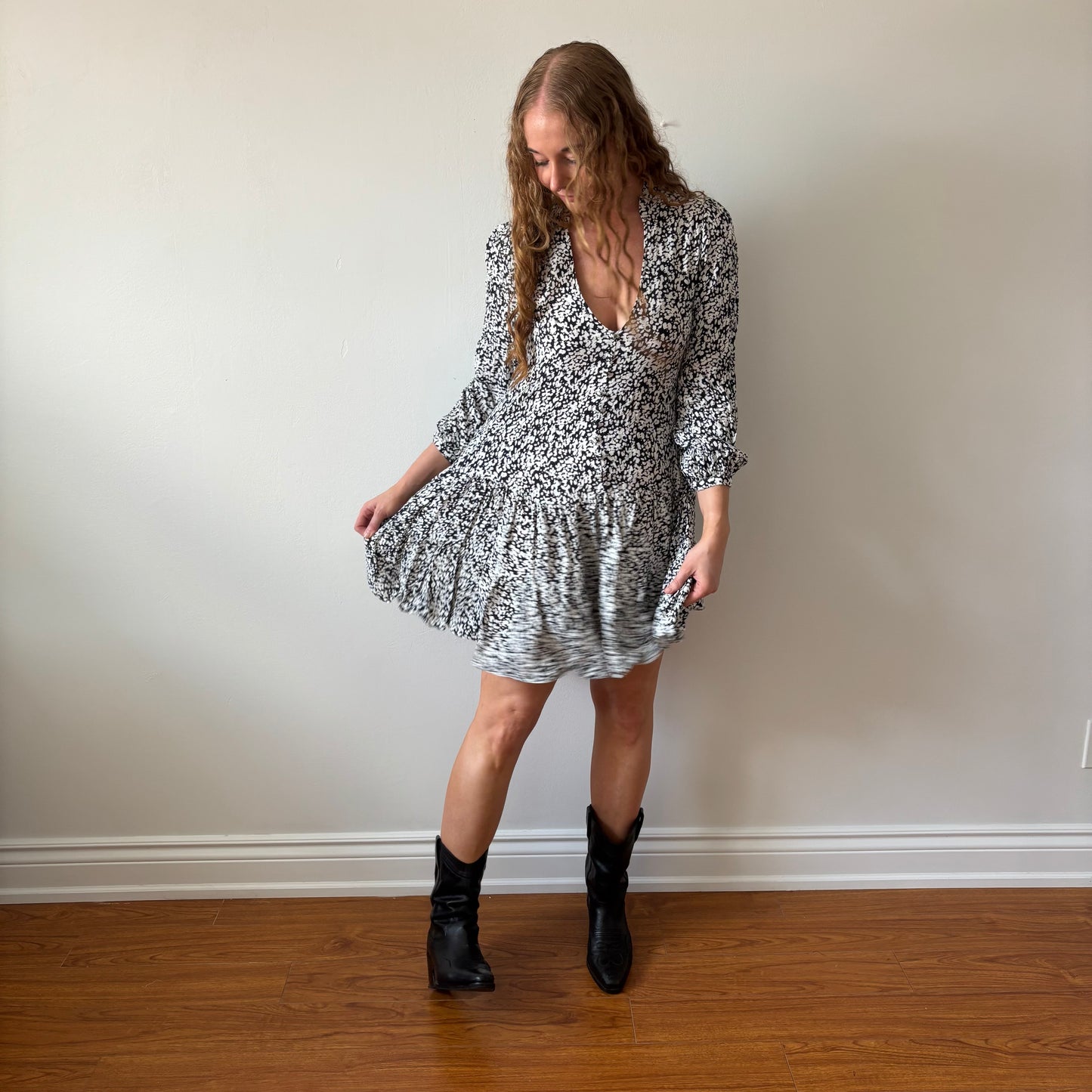 Black & White Flowy Zara Dress