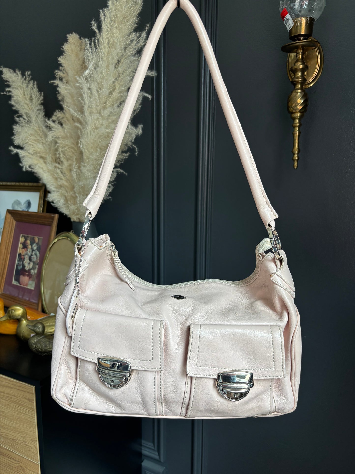 Pink Leather Shoulder Bag