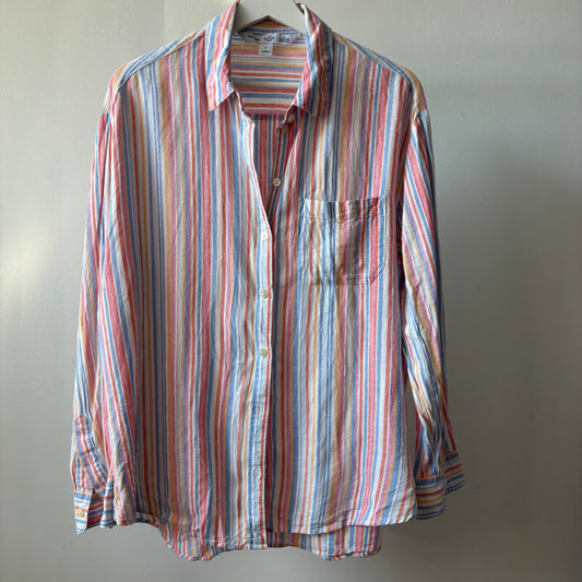 Striped Linen Blend Button Down