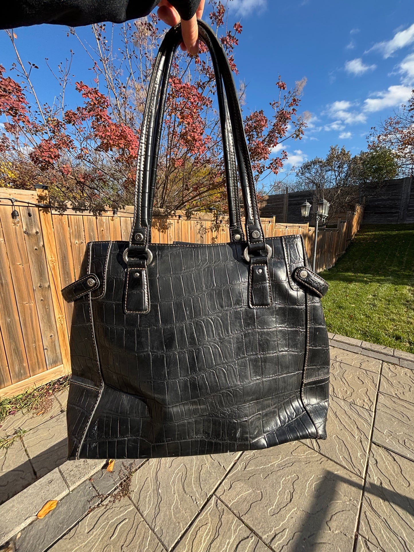 90s Liz Claiborne Faux Alligator Shoulder Bag