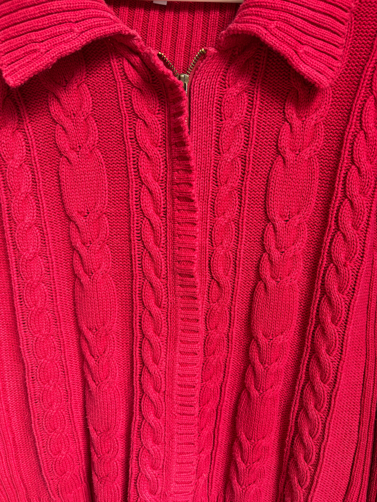 Vintage Red Knit Zip Cardigan Size M