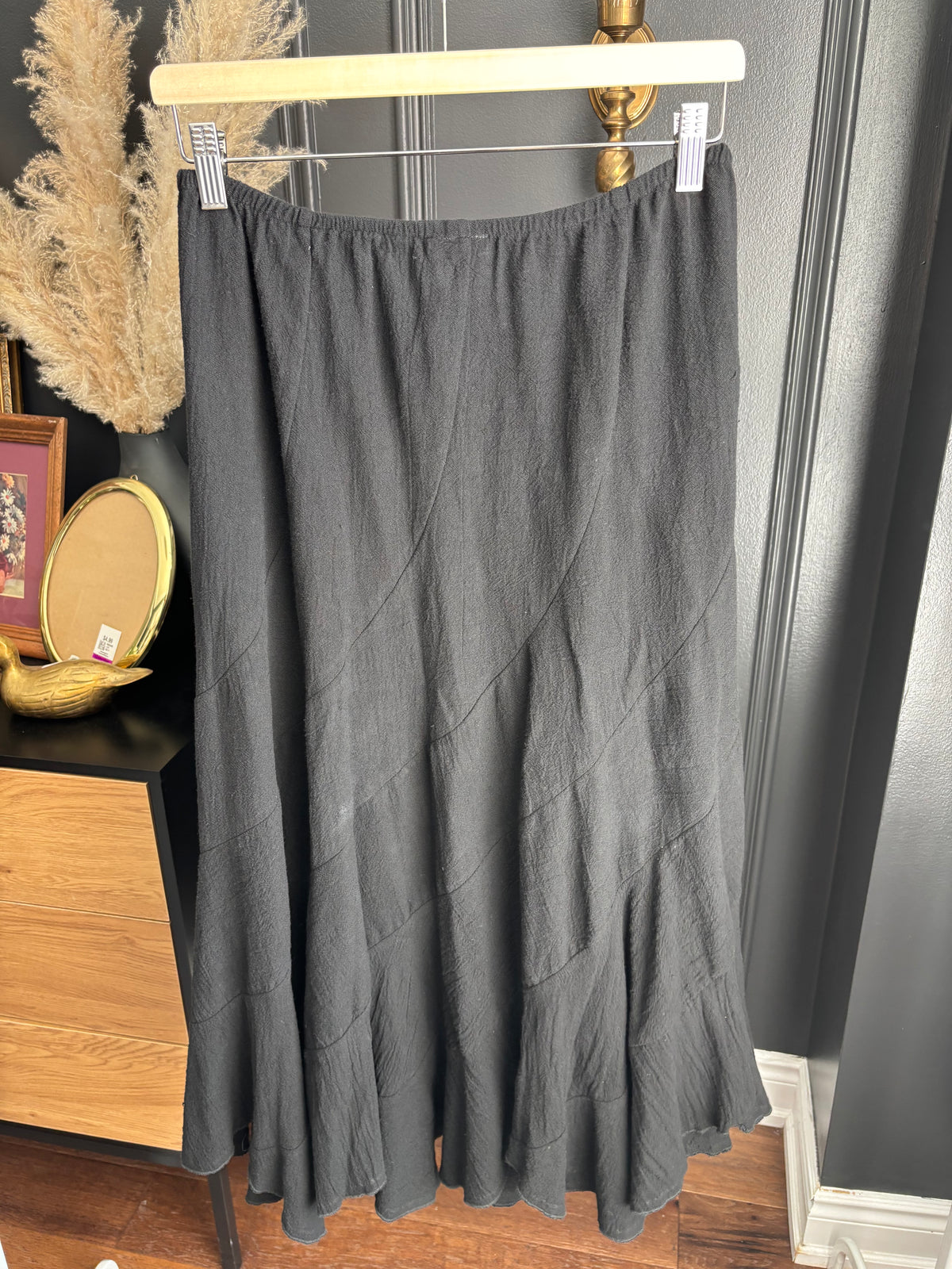 Black Boho Midi Skirt Size OS