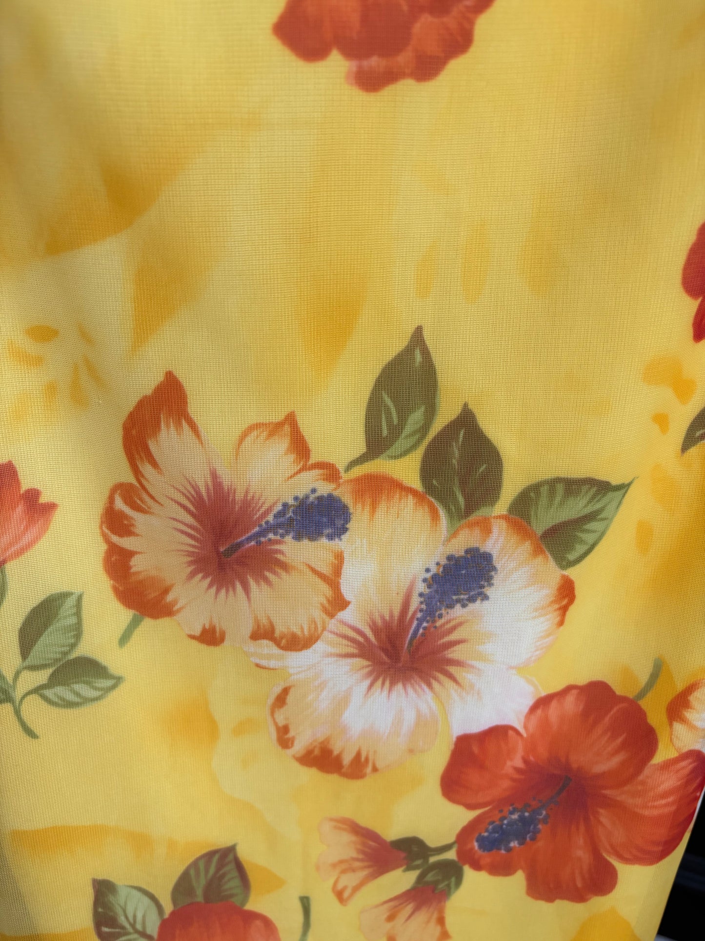 Vintage Long Yellow  Hibiscus Dress Size S