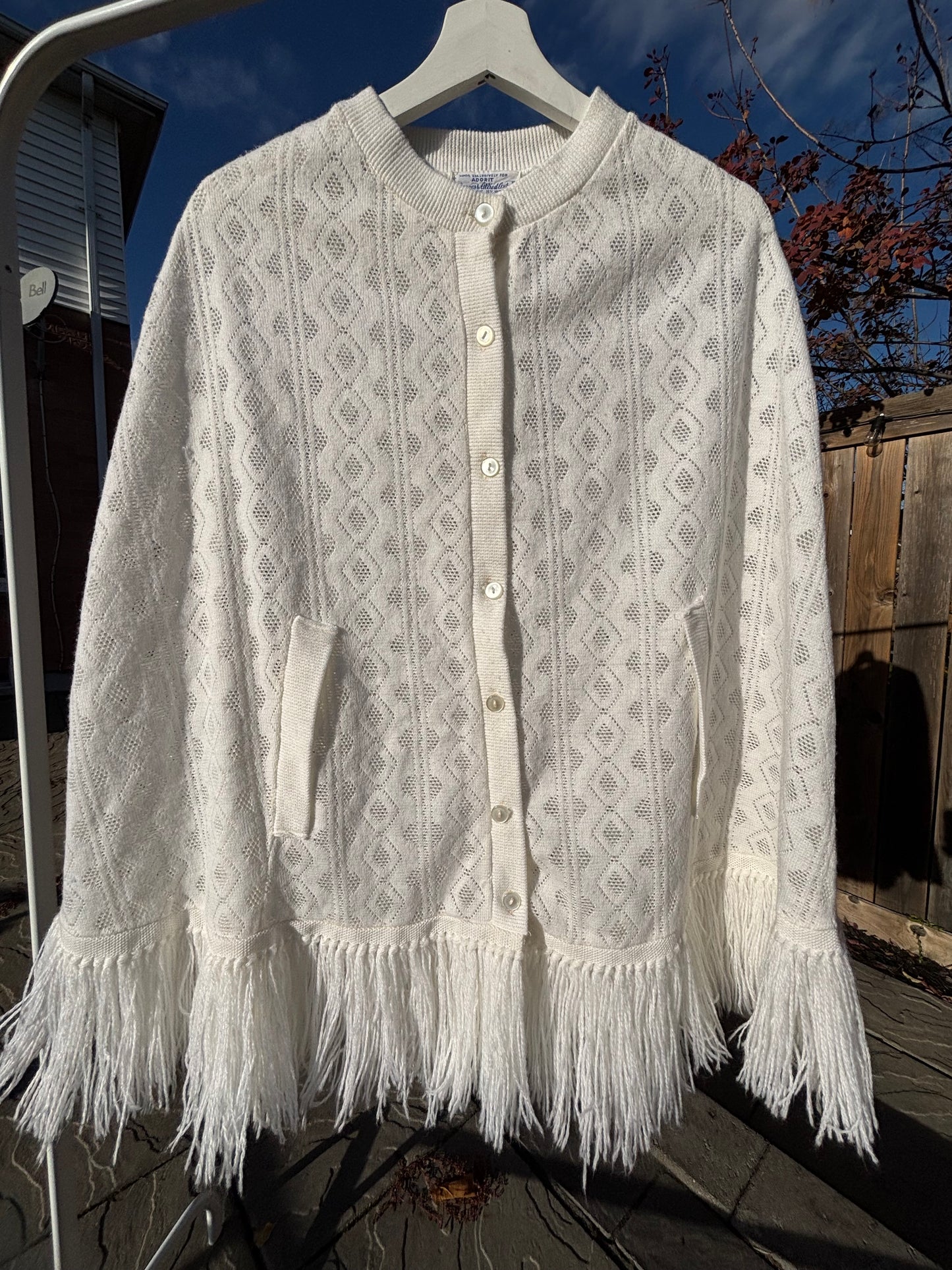 Vintage 70's Fringe Button Down Cape Size OS