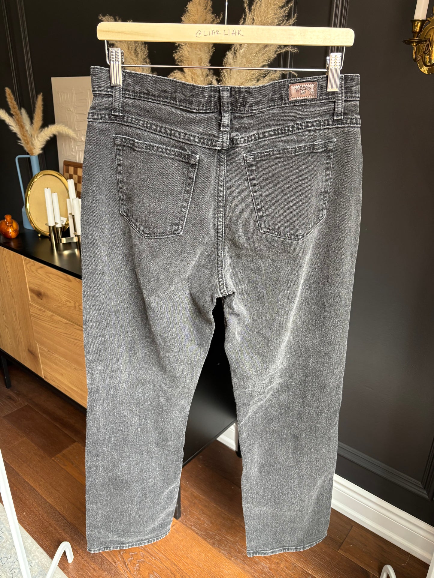 Lee Riders Black Denim Straight Jeans Size 12