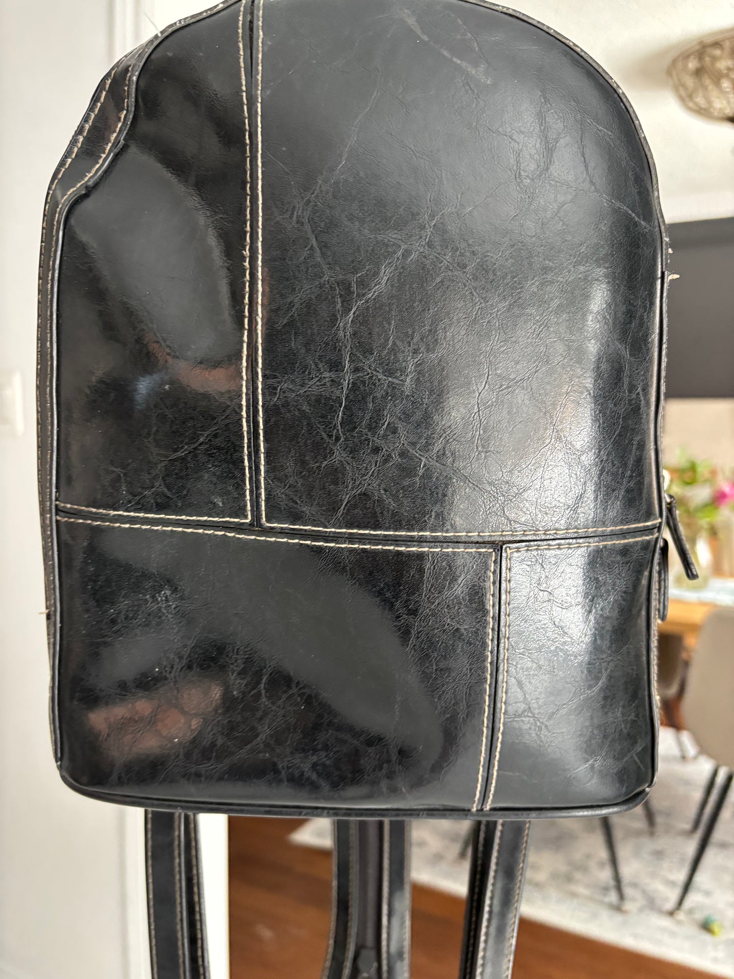 90's Black Leather Backpack