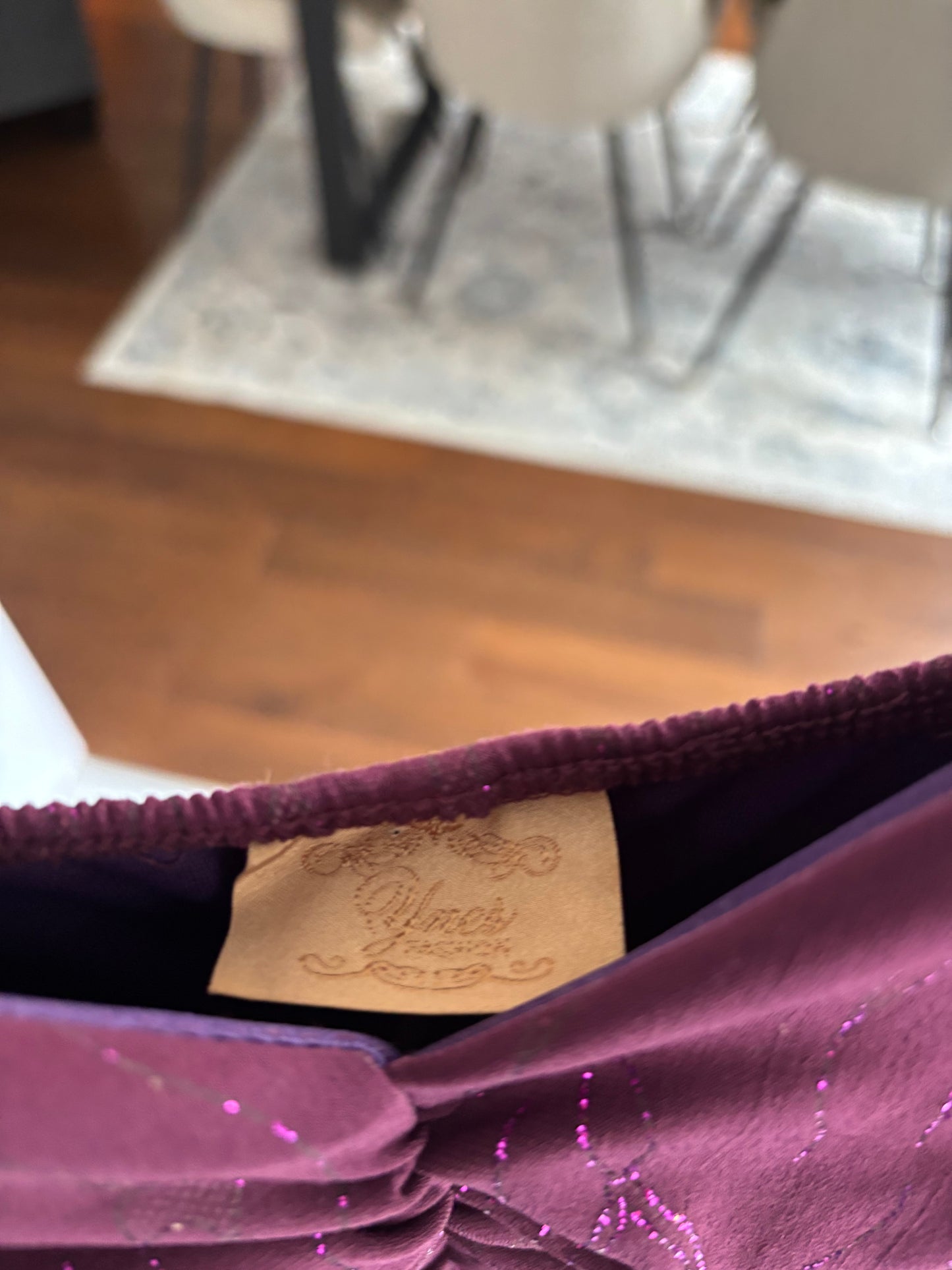 Vintage Purple Sparkly Rouched Dress Size S