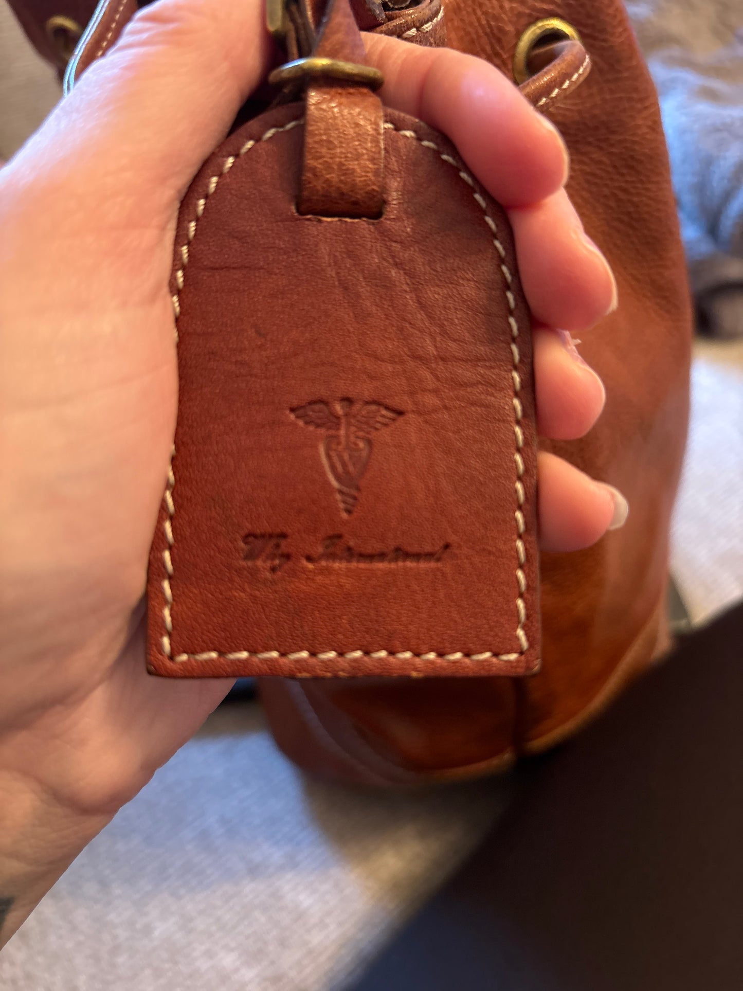 Vintage Brown Leather Bucket Bag