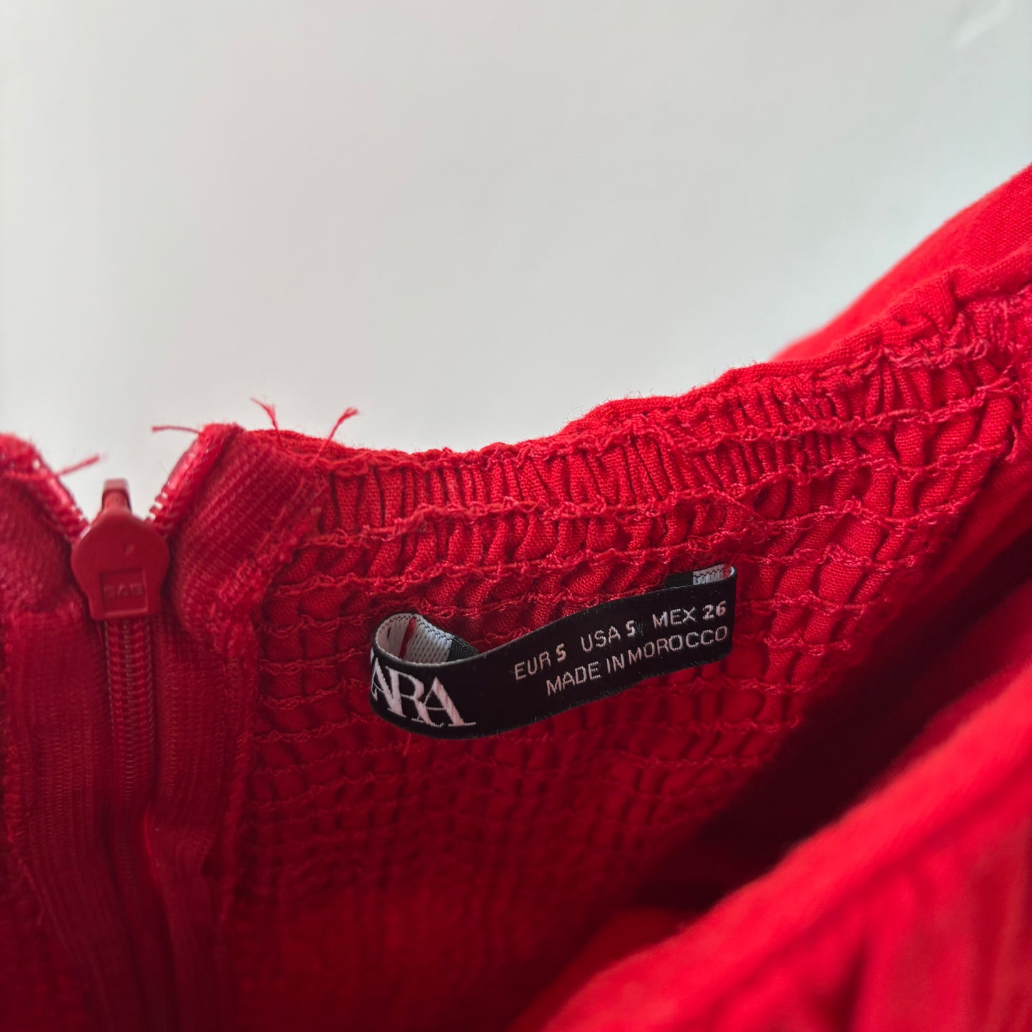 Red Zara Linen Blend Mini Dress