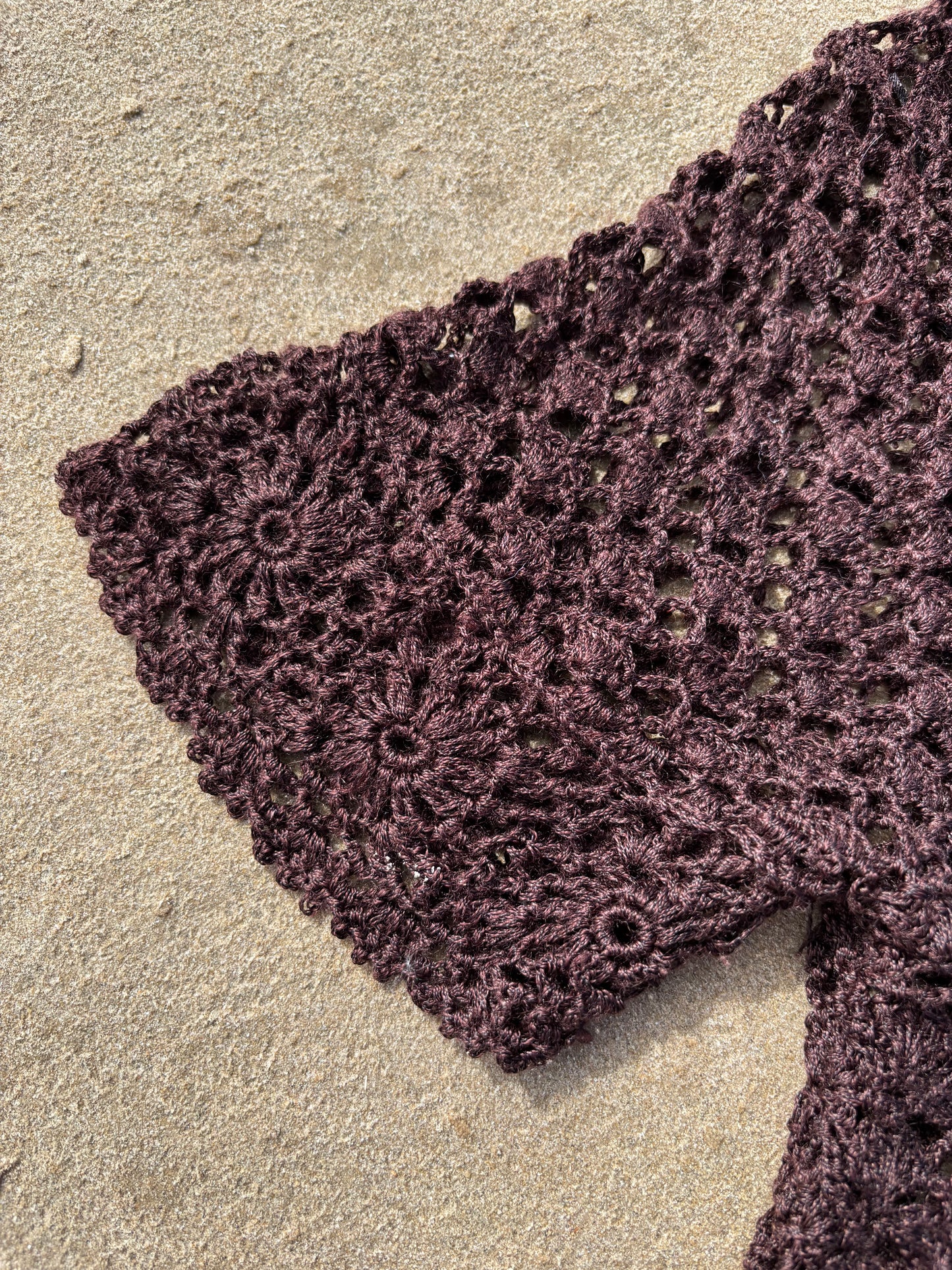 Brown Crochet Cropped Cardigan