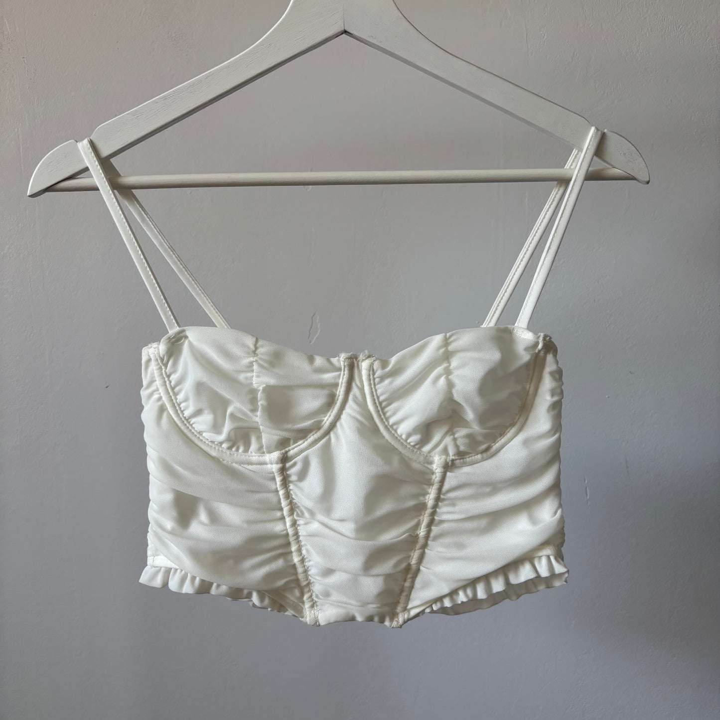 White Rouched Cropped Bustier