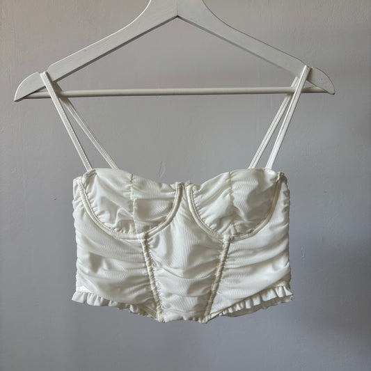 White Rouched Cropped Bustier