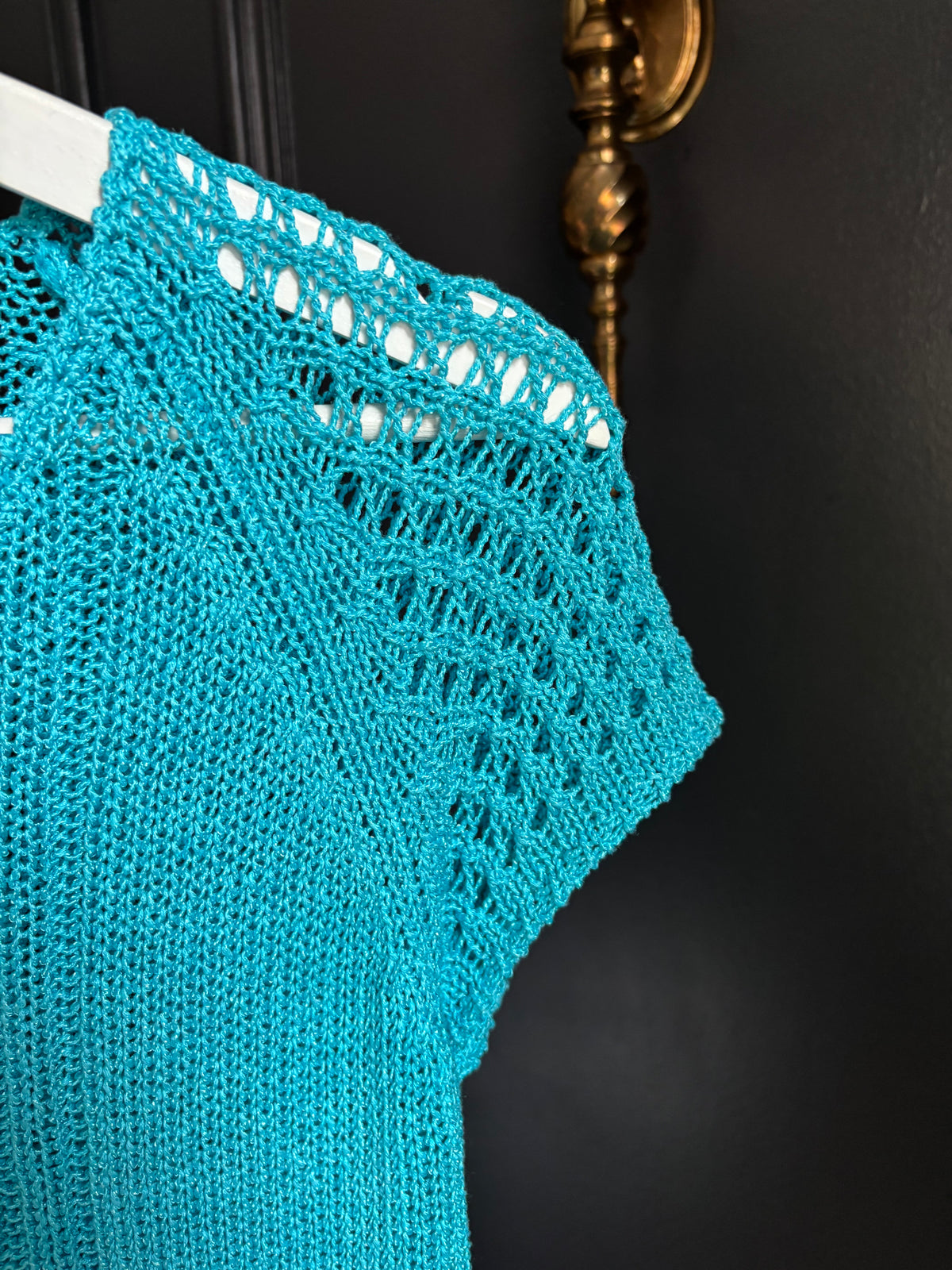 Vintage Aqua Blue Valenti Knit Top Size M