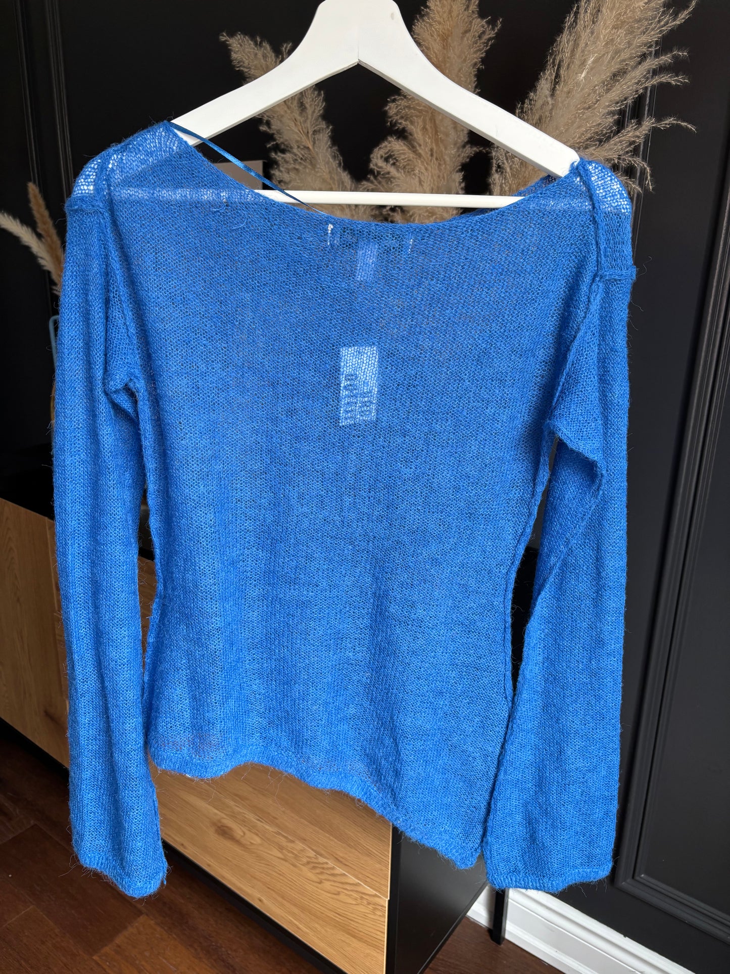 Blue Fine Knit Asymmetrical Top Size S