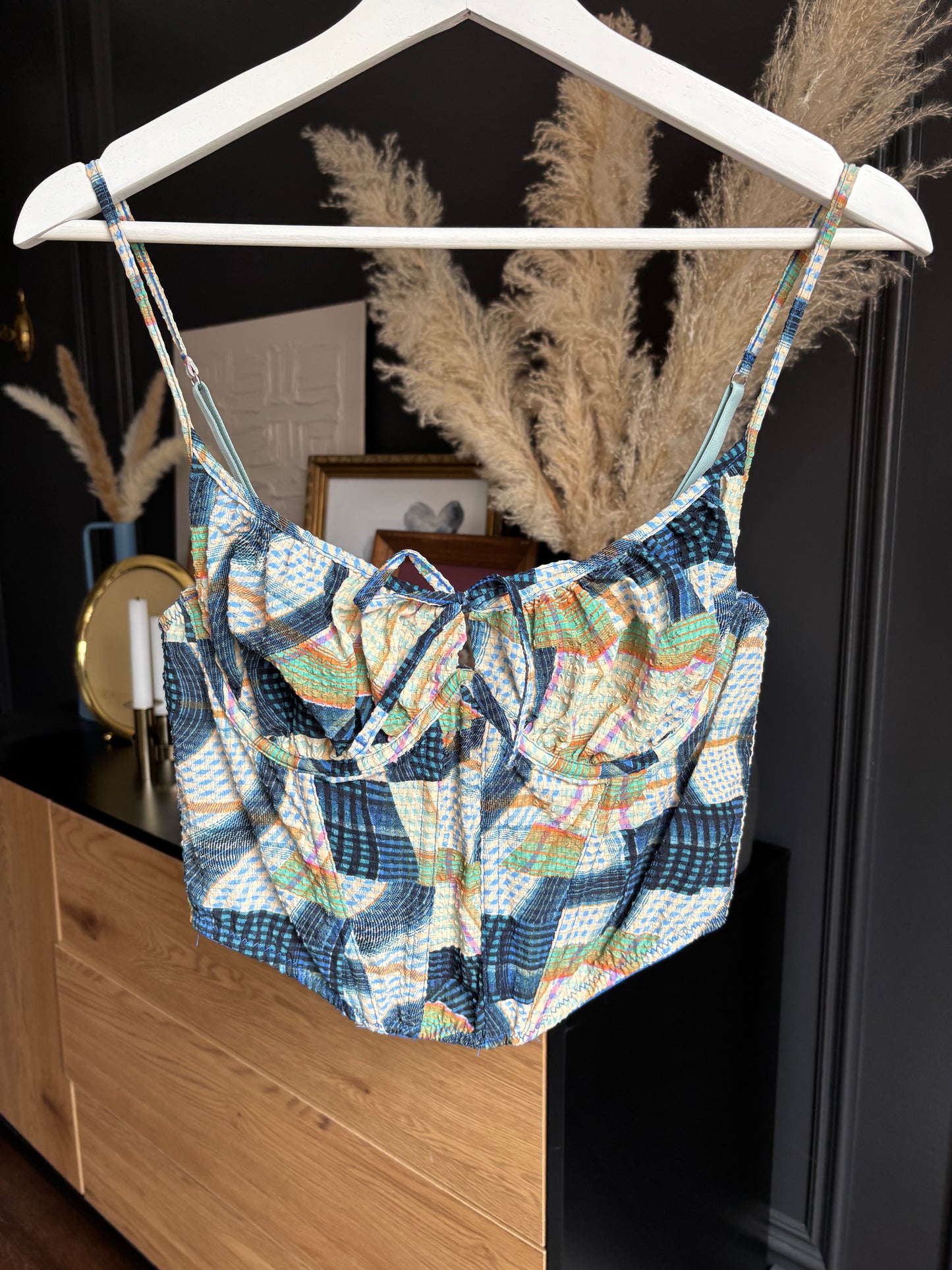 Multi-Coloured Print Corset Size L