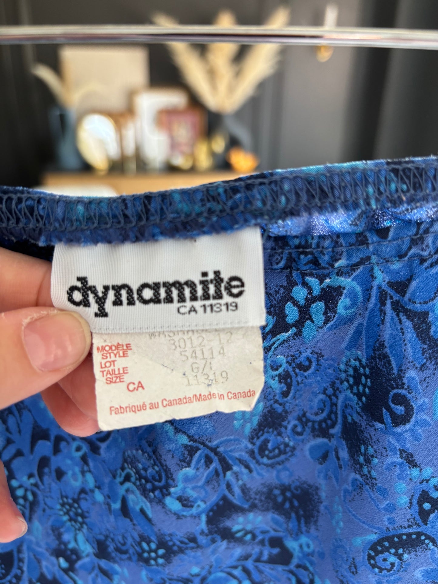 Vintage Dynamite Blue Patterned Midi Skirt Size M