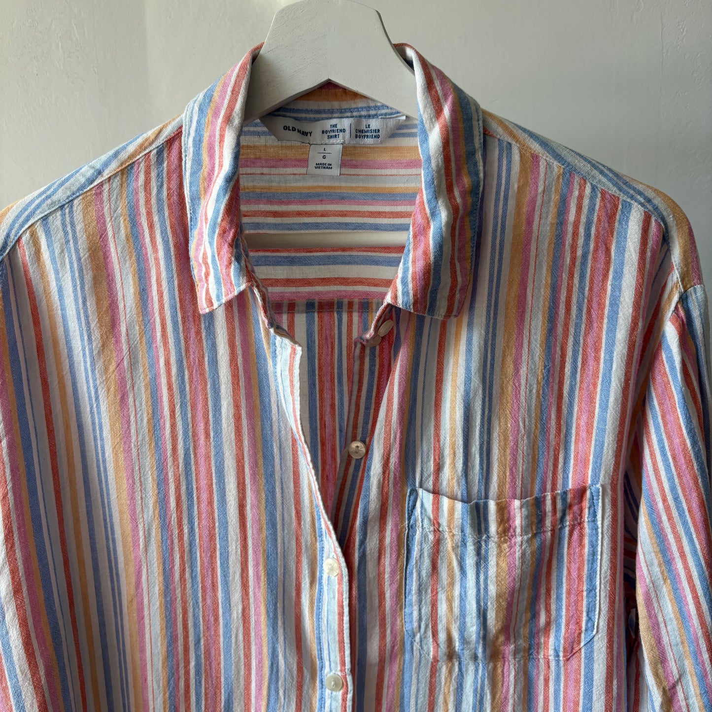 Striped Linen Blend Button Down