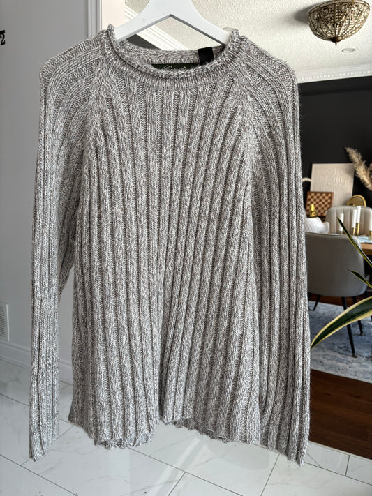 Beige Ribbed Knit Sweater Size M