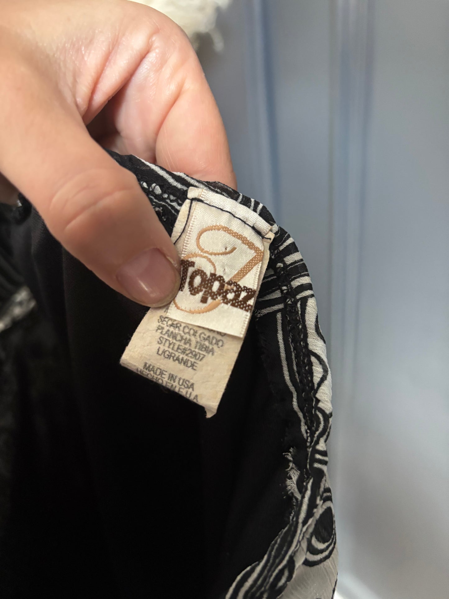 Vintage Black & White Print Halter Dress Size M