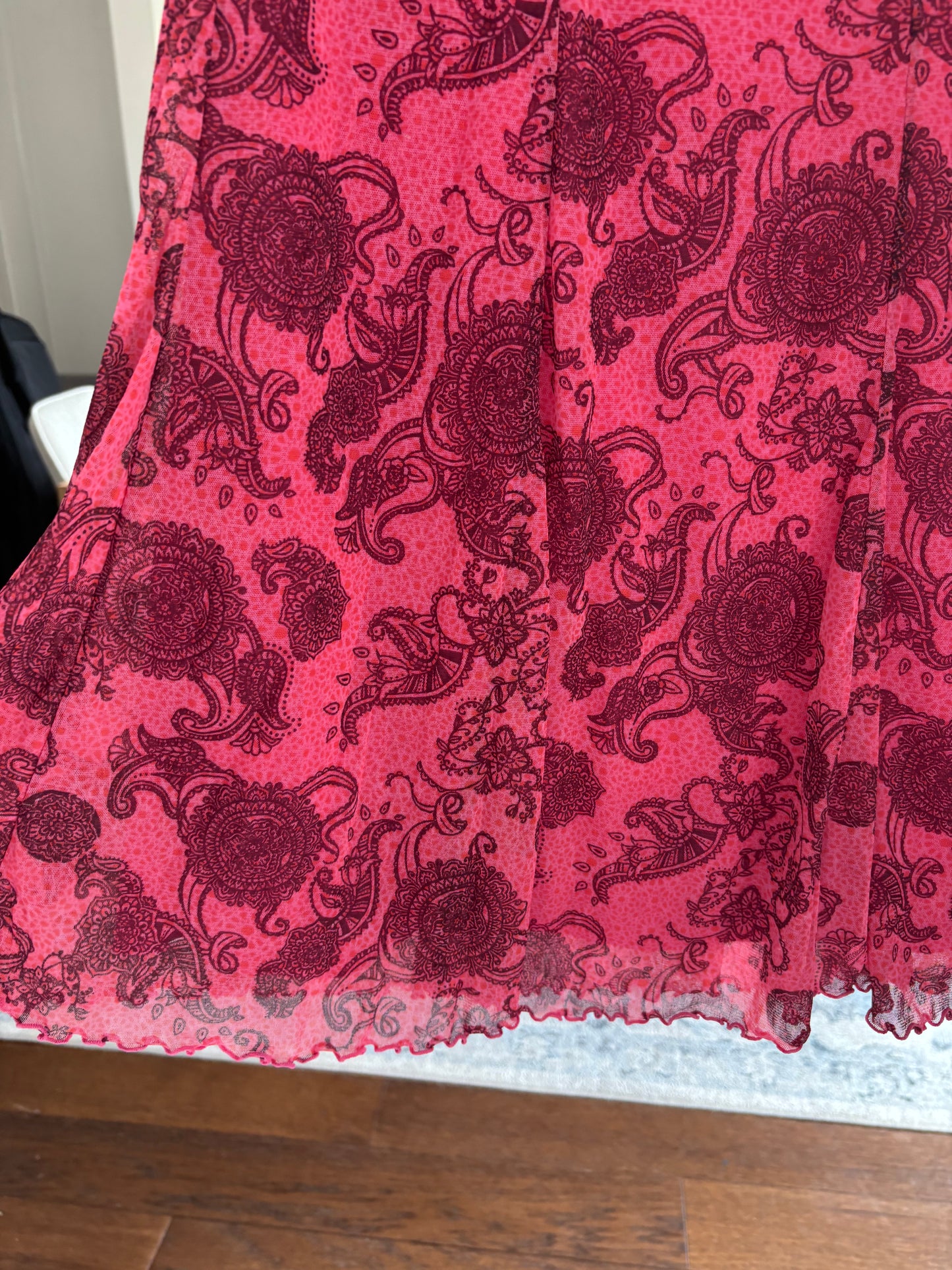 Paisley Mesh Midi Skirt Size M