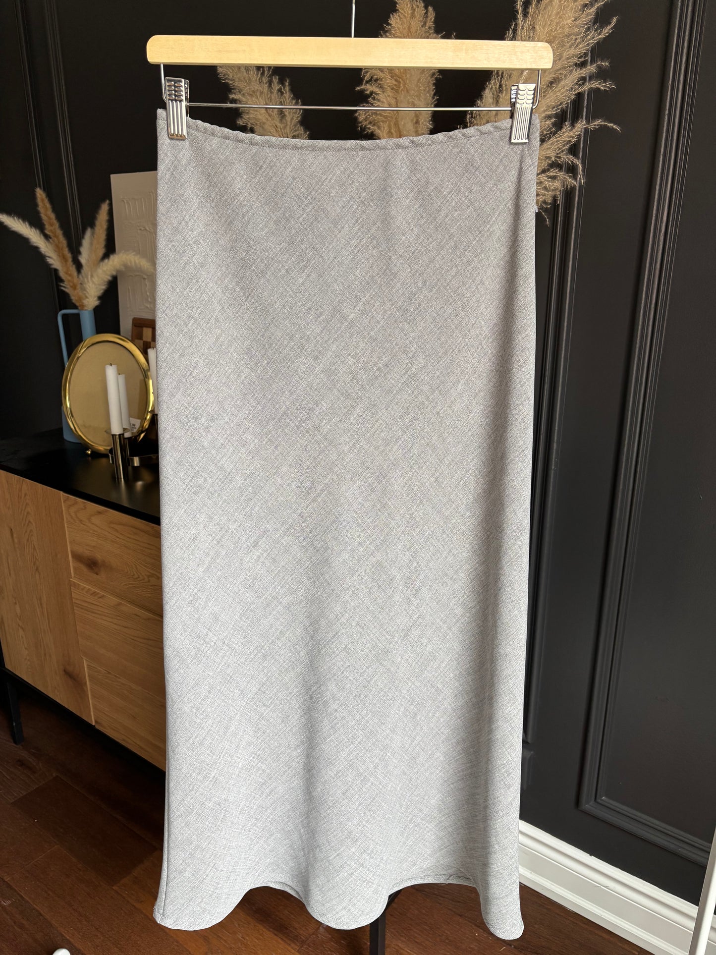 Long Grey Midi Skirt Size M