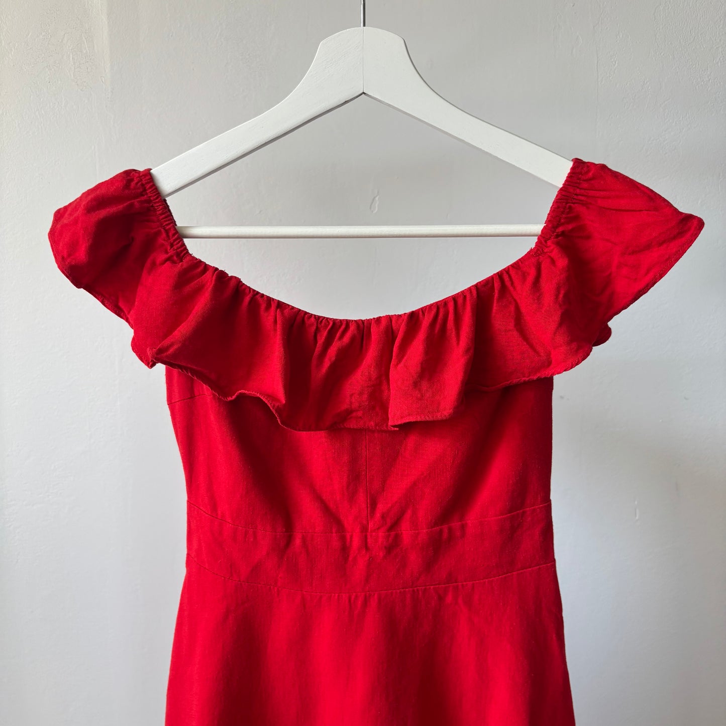 Red Zara Linen Blend Mini Dress