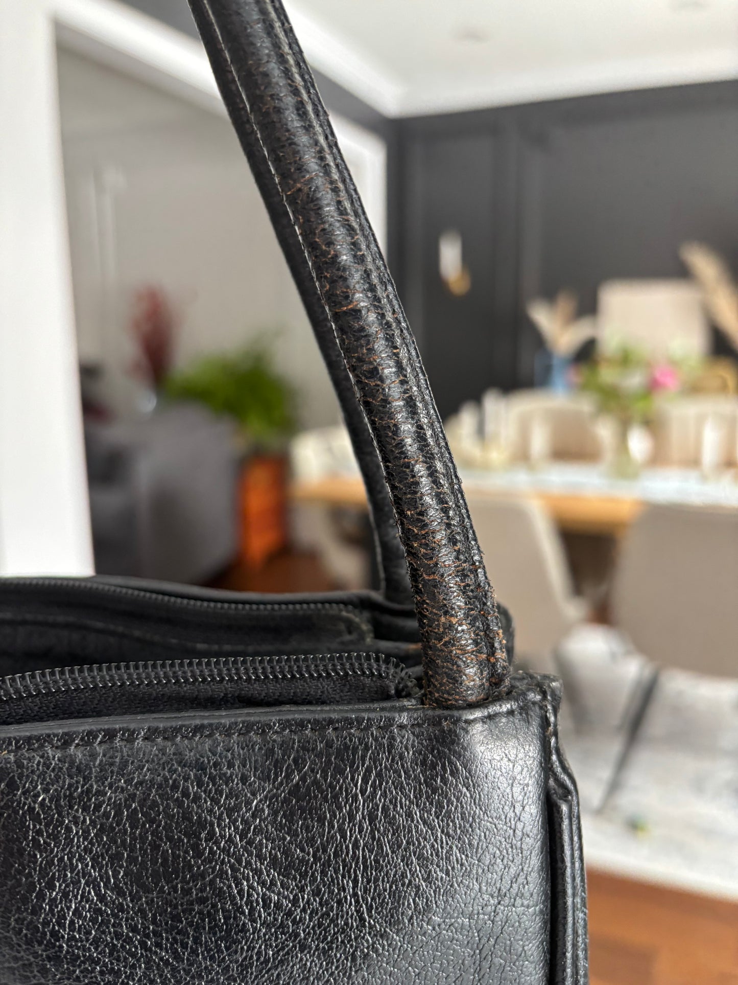 Classic Black Leather Shoulder Bag