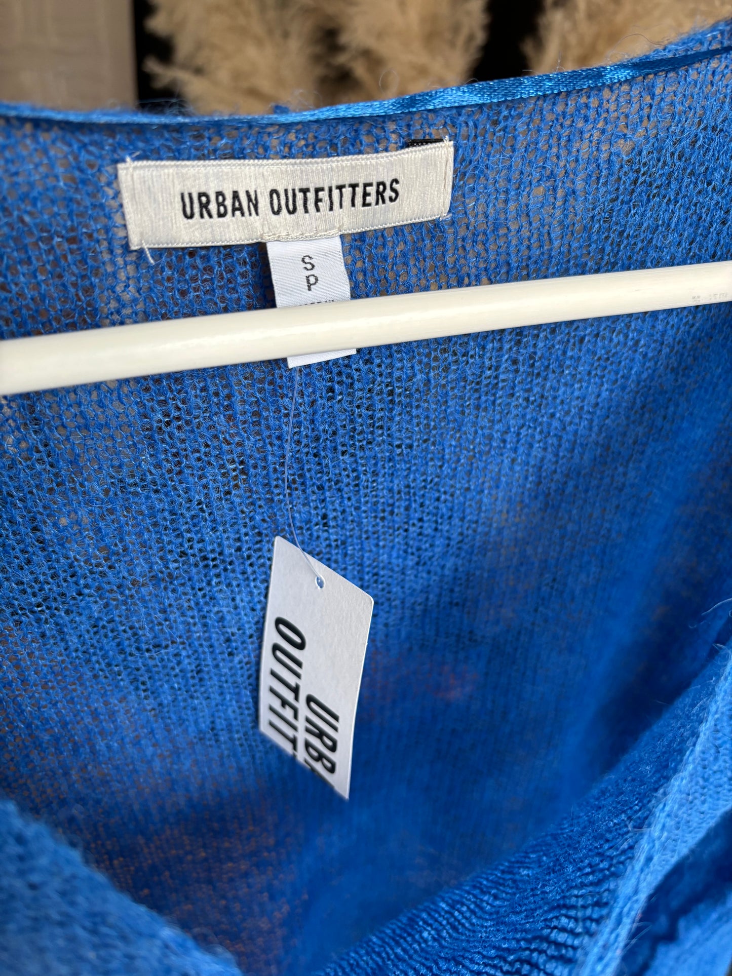 Blue Fine Knit Asymmetrical Top Size S
