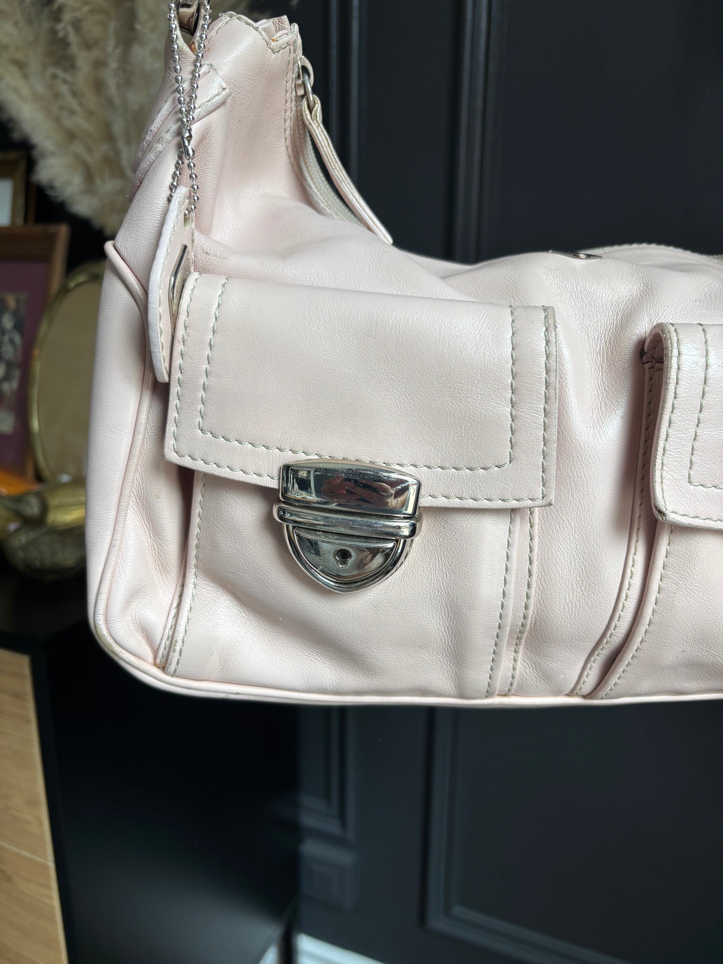 Pink Leather Shoulder Bag